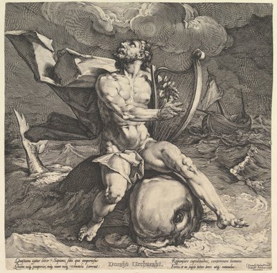 イルカに乗ったアリオン。 1599年 作： Cornelis Cornelisz van Haarlem