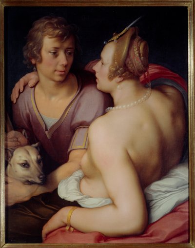 ヴィーナスとアドニス コルネリス・ファン・ハールレム（1562-1638）の絵画 17世紀 日0,95x0,74 m Caen, Museum of Fine Arts 作： Cornelis Cornelisz. van Haarlem