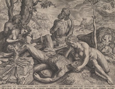 アベルの死を嘆くアダムとイブ、1564年。 作： Cornelis Cort
