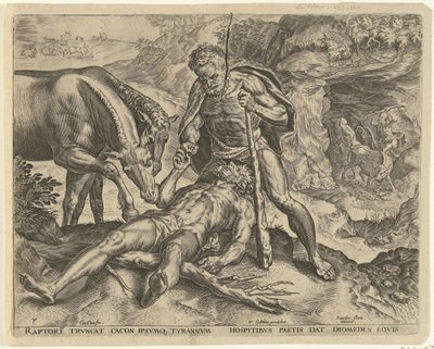 ヘラクレスはディオメーデースを馬に食べさせます ヘラクレスの労働 (シリーズ タイトル) 作： Cornelis Cort