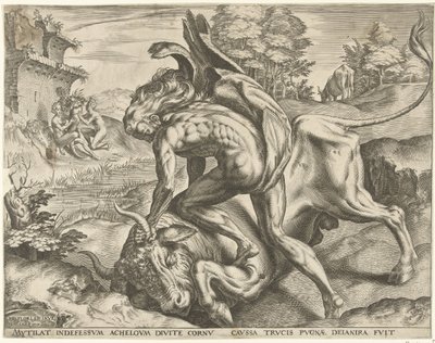 ヘラクレスはアケロウズと格闘する ヘラクレスの労働 (シリーズ タイトル) 作： Cornelis Cort