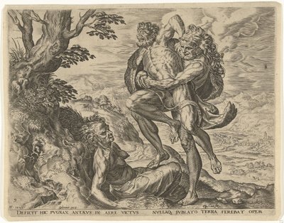 アンタイオスと格闘するヘラクレス ヘラクレスの労働 (シリーズ タイトル) 作： Cornelis Cort