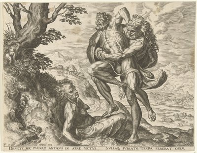 アンタイオスと格闘するヘラクレス ヘラクレスの労働 (シリーズ タイトル) 作： Cornelis Cort