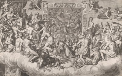 絵画の上半分の芸術の嘆き、1579年。 作： Cornelis Cort