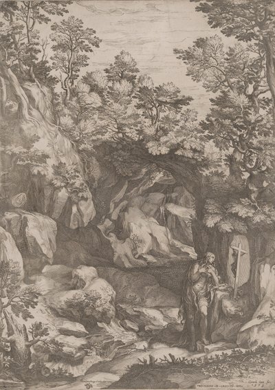 荒野で悔い改めたマグダラのマリア、1573年。 作： Cornelis Cort