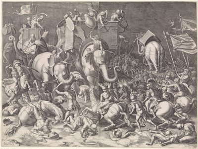 夜のスキピオとハンニバルの間のザマの戦い 作： Cornelis Cort