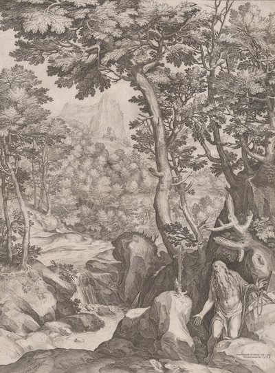 荒野の聖オヌフリウス、1574年。 作： Cornelis Cort