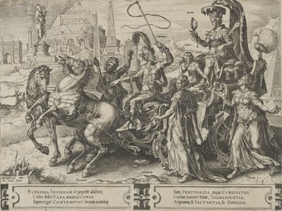 プライドの勝利、The Cycle of the Vicissitudes of Human Affairs、プレート 3、1564 より。 作： Cornelis Cort
