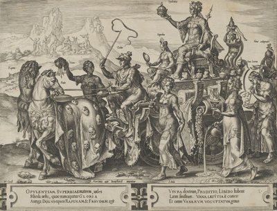 富の勝利、The Cycle of the Vicissitudes of Human Affairs、プレート 2、1564 より。 作： Cornelis Cort