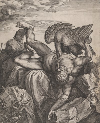1566年、地獄で処罰されたティテュス。 作： Cornelis Cort