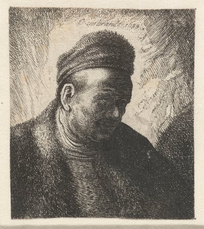 毛皮のマントと帽子のひげのない男: バスト 作： Cornelis Danckerts (I) (workshop of)