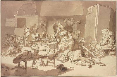 酔った女性の社会。 （日付なし） 作： Cornelis Dusart