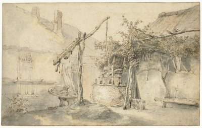井戸のある農家 井戸のある畑 作： Cornelis Dusart