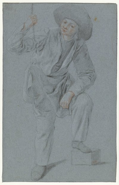 ロープを引いて立っている少年 作： Cornelis Dusart