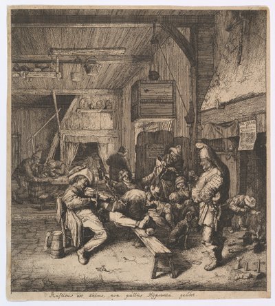 インに座るバイオリン奏者、1685年。 作： Cornelis Dusart
