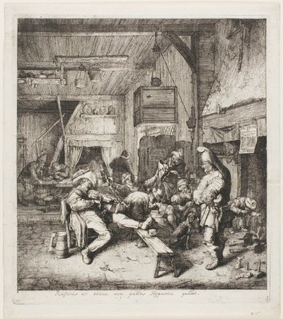 宿屋に座るヴァイオリン奏者 作： Cornelis Dusart