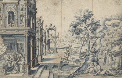 ヤコブはイサクの祝福を受けます。 ヤコブのはしご 作： Cornelis Floris (II)