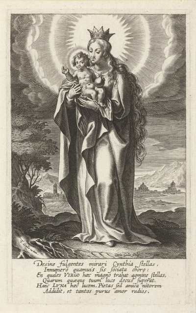 戴冠マリアと子供 作： Cornelis Galle (I)