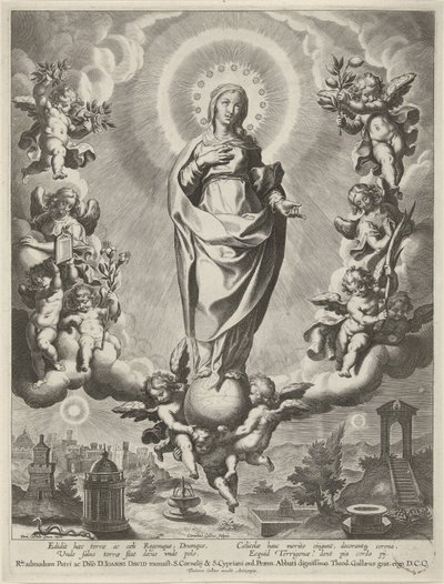 天使に囲まれた地球上のマリア 作： Cornelis Galle (I)