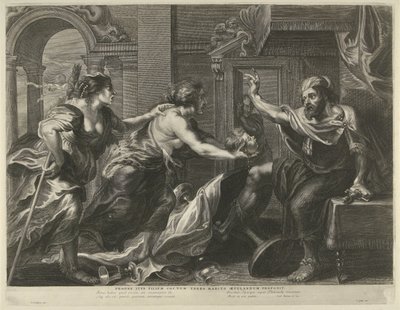 プロクネはテレウスに息子イティスの頭を見せる 作： Cornelis Galle (I)