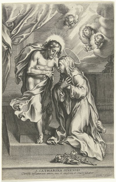 キリストとシエナの聖カタリナ 作： Cornelis Galle (II)