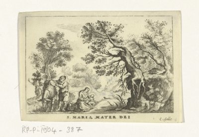 エジプトへの逃亡中の休息 作： Cornelis Galle (II)