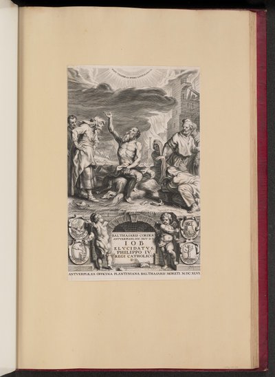 Balthasar Cordier、Iob Elvcidatvs のタイトル ページ 作： Cornelis Galle II after Abraham van Diepenbeeck