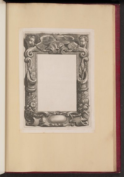 2 つの Putti とフルーツのボーダー イラスト 作： Cornelis Galle I