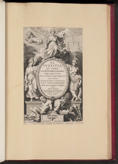 Leonard Lessius、De Ivstitia et Ivreのタイトルページ... 作： Cornelis Galle I after Sir Peter Paul Rubens