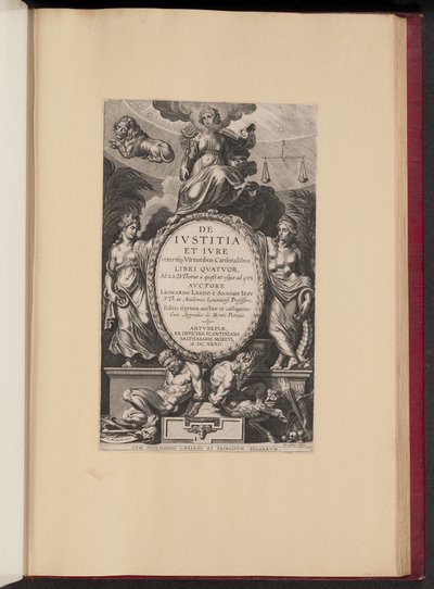 Leonard Lessius、De Ivstitia et Ivre のタイトル ページ 作： Cornelis Galle I after Sir Peter Paul Rubens
