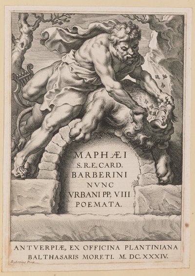 マフェオ バーバリアン、詩のタイトル ページ 作： Cornelis Galle I after Sir Peter Paul Rubens