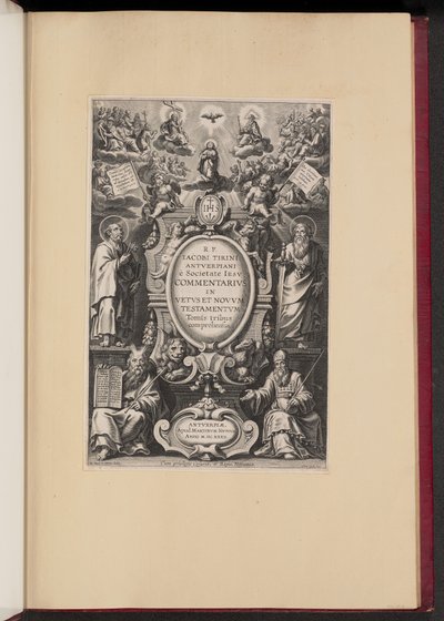 R.P.のタイトルページ ジェイムズ・ティリーニの「旧約聖書と新約聖書の解説」 作： Cornelis Galle I after Sir Peter Paul Rubens