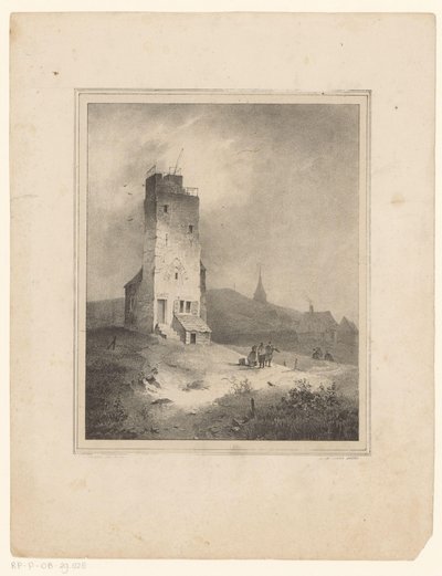 砂丘の風景の中の塔 作： Cornelis Gerrit Verburgh