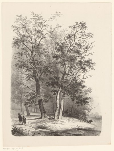 森の中を歩く二人の人物 作： Cornelis Gerrit Verburgh