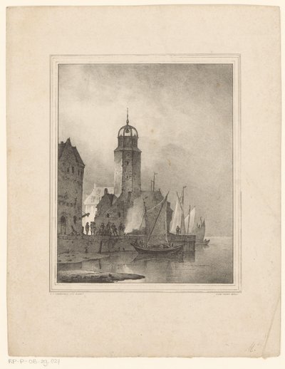 ヨットが町に停泊 作： Cornelis Gerrit Verburgh