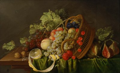 フルーツバスケットのある静物、1654年頃 作： Cornelis de Heem