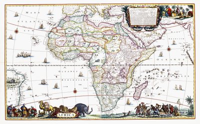 アフリカの地図、1696年頃（手描きの彫刻） 作： Cornelis III Danckerts