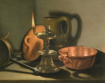 石油ランプのある静物 作： Cornelis Jacobsz