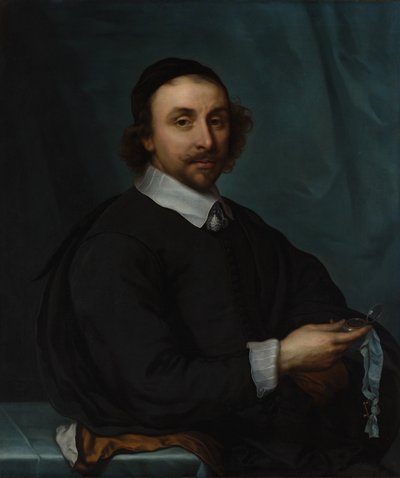 時計を持った男の肖像、1657年。 作： Cornelis Jonson van Ceulen