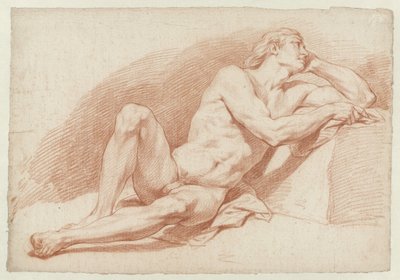 着席し、男性の裸体を支えている 作： Cornelis Joseph d