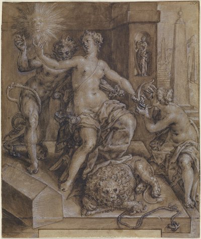美徳の鏡』中央部分のデザイン 作： Cornelis Ketel