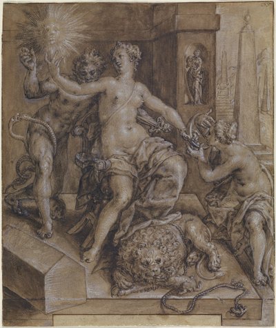 美徳の鏡の中央セクションのデザイン 作： Cornelis Ketel