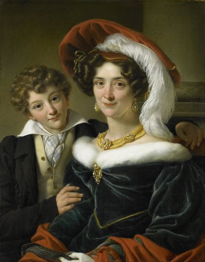 ルドルフィナ・ヴィルヘルミナ・エリザベス・デ・スターラー（1798-1873）、ヨハネス・ファン・デン・ボッシュ伯爵の二番目の妻、息子のリチャード・レーウェンハルト 作： Cornelis Kruseman (attributed to workshop of)