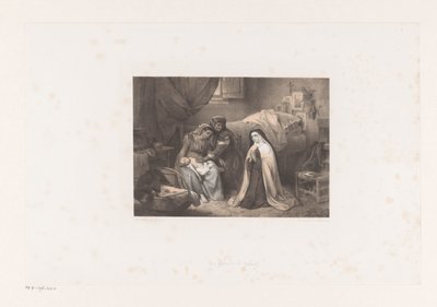 病気の子供と修道女を祈る 作： Cornelis Kruseman