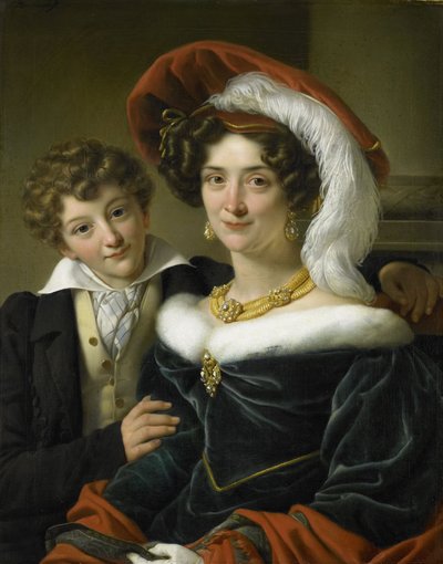 ルドルフィナウィルヘルミナエリザベスデスターラー（1798〜1873年）、ヨハネスヴァンデンボッシュ伯爵の2番目の妻、息子のリチャードリーウェンハート（1829年） 作： Cornelis Kruseman