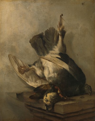 キツツキとシギのある静物 作： Cornelis Lelienbergh