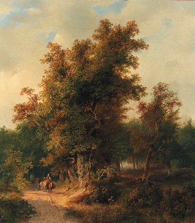 砂浜の道を旅する旅行者の森の風景 作： Cornelis Lieste