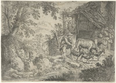 ヤギと牛の羊飼い 作： Cornelis Matthieu
