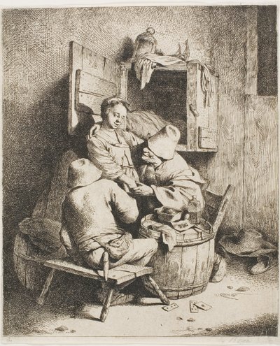 若いホステスを愛撫する若い男 作： Cornelis Pietersz. Bega