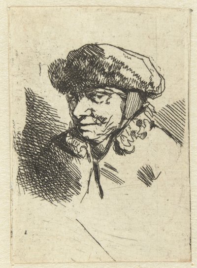 毛皮の帽子をかぶった老婆 作： Cornelis Pietersz. Bega